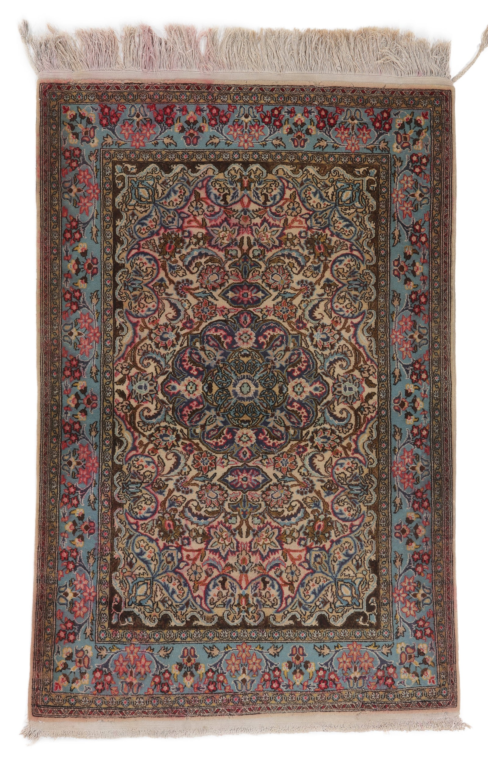 Kerman Rug, Persia, Mid 20th C., 3'4'' x 4'10'': Kerman Rug, Persia, Mid 20th C., 3'4'' x 4'10'' (102 x 147 cm). Weight: 11 lbs. Material: wool pile, cotton warp, cotton weft.