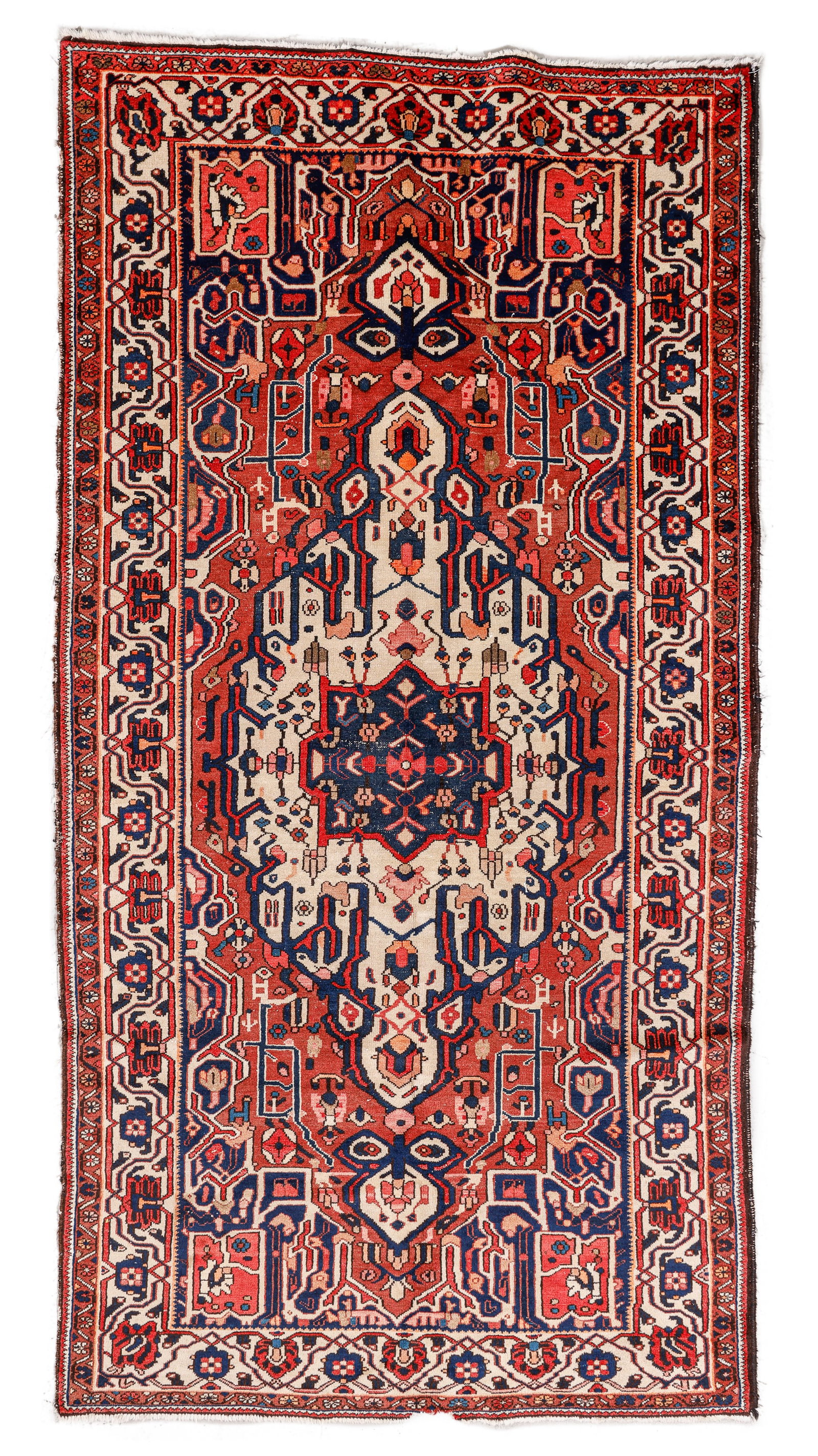 Chahar Mahal Bakhtiari Rug, Persia, Early 20th C., 5'3'' x 10'2'': Chahar Mahal Bakhtiari Rug, Persia, Early 20th C., 5'3'' x 10'2'' (160 x 310 cm). Weight: 32 lbs. Material: wool pile, cotton warp, cotton weft.
