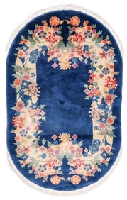 Nichols Art Deco Chinese Oval Rug, Ca. 1930, 4'11'' x 7'10''