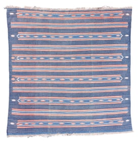 Striped Dhurrie Rug, India, Early/Mid 20th C., 8'0'' x 8'2''