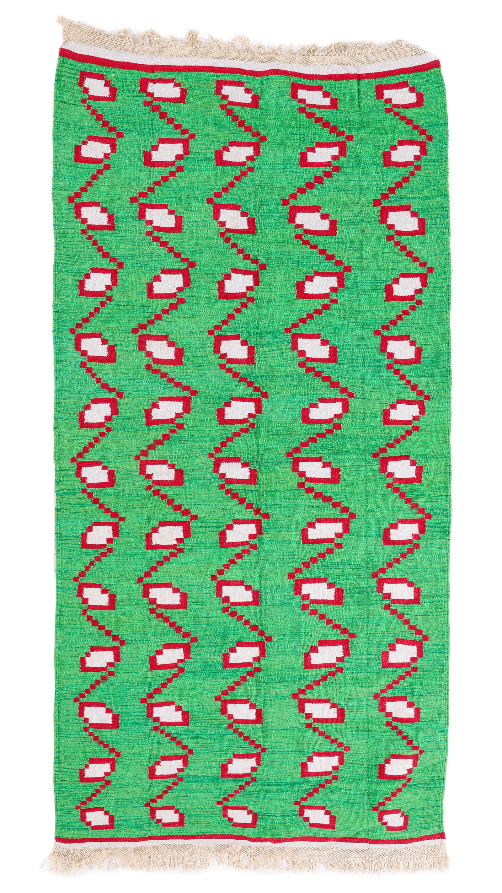 Dhurrie Rug, India, Mid 20th C., 3'2'' x 6'5'': Dhurrie Rug, India, Mid 20th C., 3'2'' x 6'5'' (97 x 196 cm). Weight: 5 lbs. Cotton.