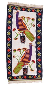 Peacock Dhurrie Rug, India, Mid 20th C., 3'2'' x 6'8''