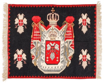 Serbian Coat of Arms Kilim, Yugoslavia, Early 20th C., 5'0'' x 6'0''