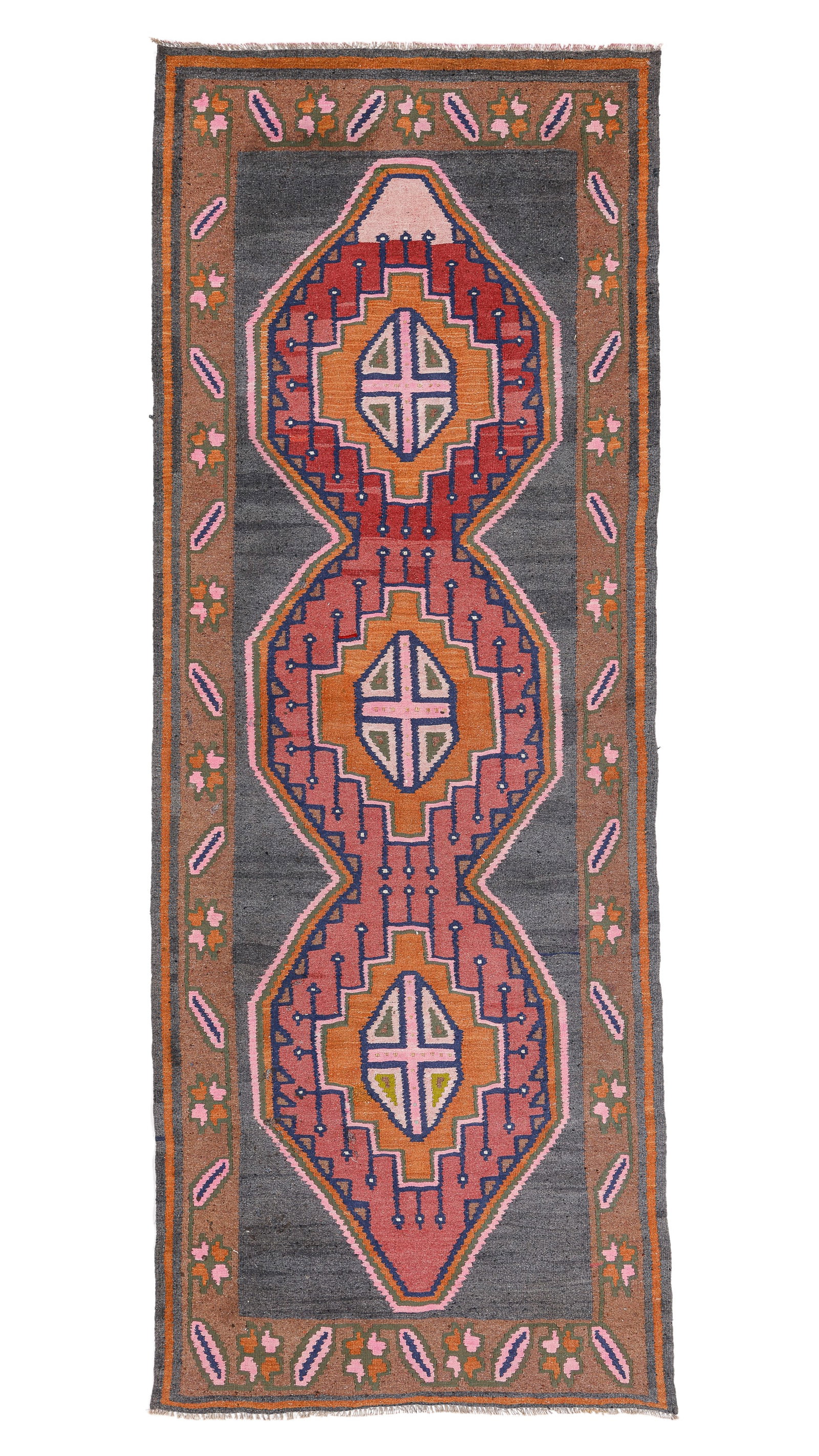 Caucasian Kilim, Mid 20th C., 3'2'' x 8'8'': Caucasian Kilim, Mid 20th C., 3'2'' x 8'8'' (97 x 264 cm). Weight: 9 lbs. Wool.