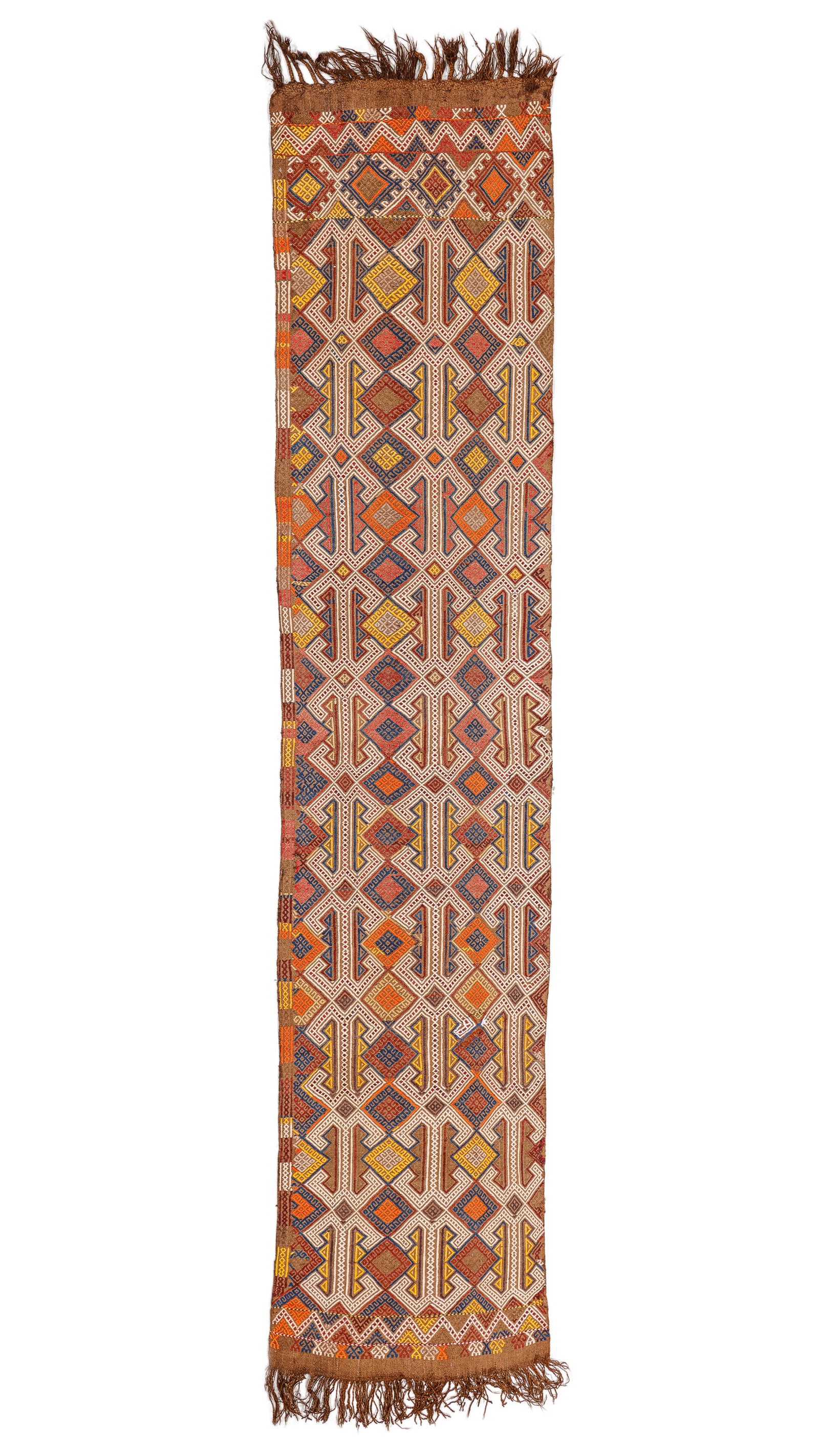 Cicim Kilim Panel, Turkey, Early 20th C., 2'7'' x 12'0'': Cicim Kilim Panel, Turkey, Early 20th C., 2'7'' x 12'0'' (79 x 366 cm). Weight: 9 lbs. Material: wool surface, wool warp.