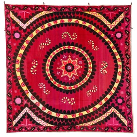 Suzani Tapestry, Uzbekistan, Mid 20th C., 8'0'' x 8'0''