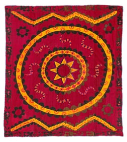 Suzani Tapestry, Uzbekistan, Mid 20th C., 6'8'' x 7'7''