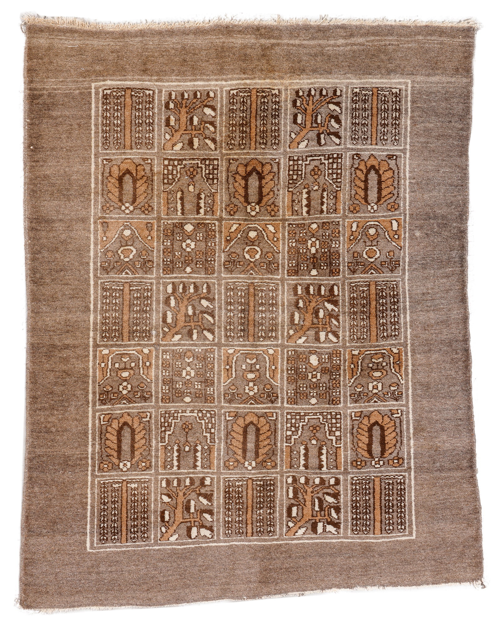 Tabriz Garden Compartment Rug, Persia, Mid/Late 20th C., 5'3'' x 6'6'': Tabriz Garden Compartment Rug, Persia, Mid/Late 20th C., 5'3'' x 6'6'' (160 x 198 cm). Weight: 24 lbs. Material: wool pile, cotton warp, cotton weft.