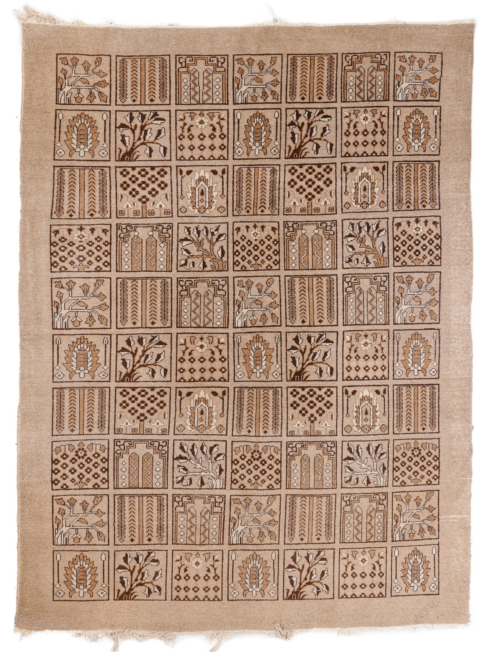 Tabriz Garden Compartment Rug, Persia, Mid/Late 20th C., 8'2'' x 10'10'': Tabriz Garden Compartment Rug, Persia, Mid/Late 20th C., 8'2'' x 10'10'' (249 x 330 cm). Weight: 53 lbs. Material: wool pile, cotton warp, cotton weft.