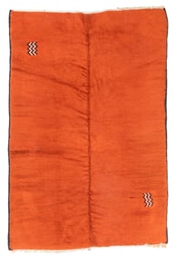 Open Red Field Shag Rug, Morocco, Mid/Late 20th C., 6'4'' x 9'5''