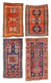 Estate Grouping of 4 Antique Caucasian Rugs