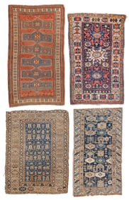 Estate Grouping of 4 Antique Caucasian Rugs