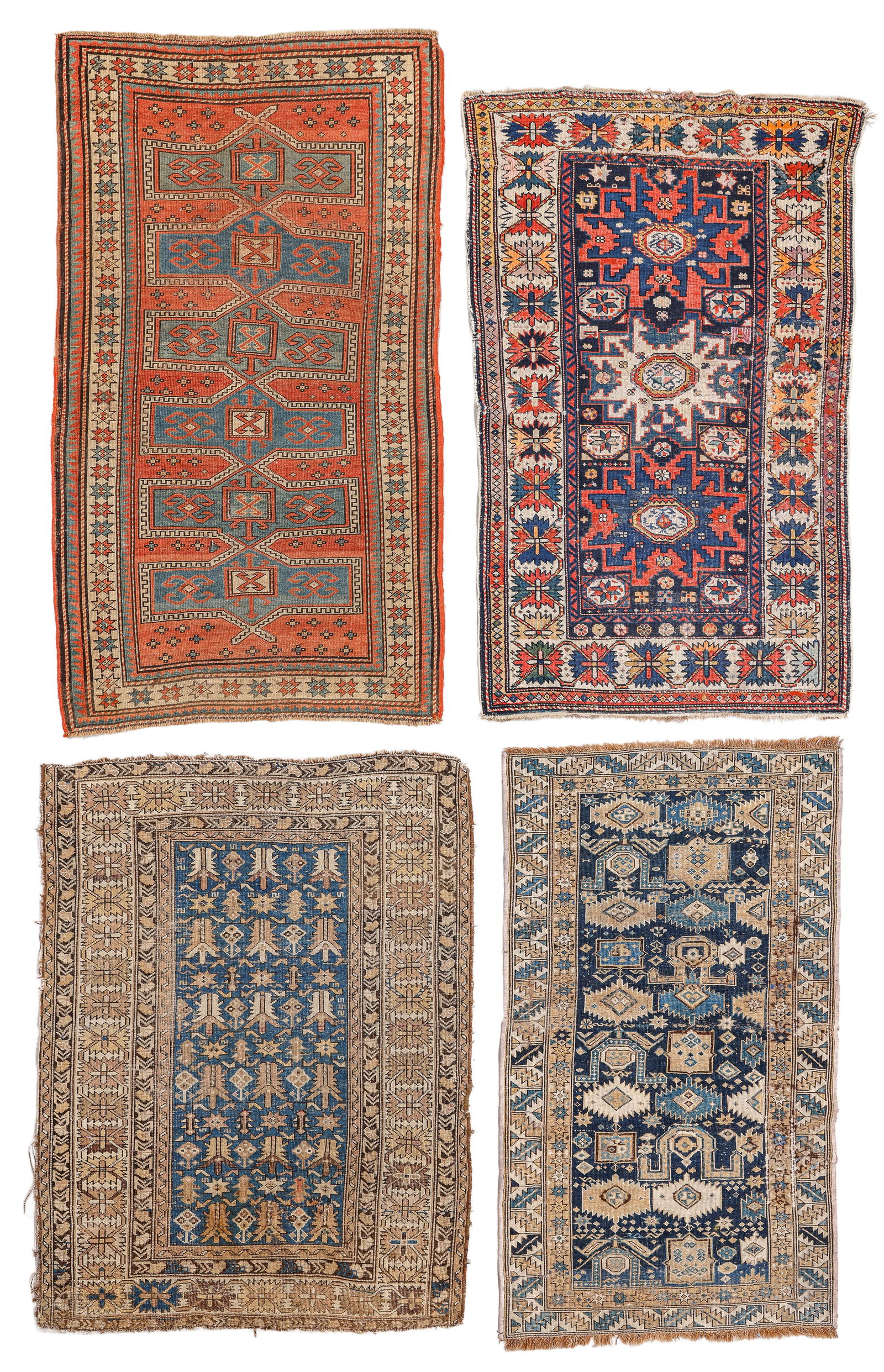 Estate Grouping of 4 Antique Caucasian Rugs (1 of 6)