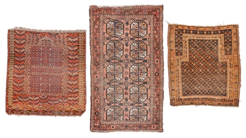 Estate Grouping of 3 Antique Baluch & Turkmen Rugs