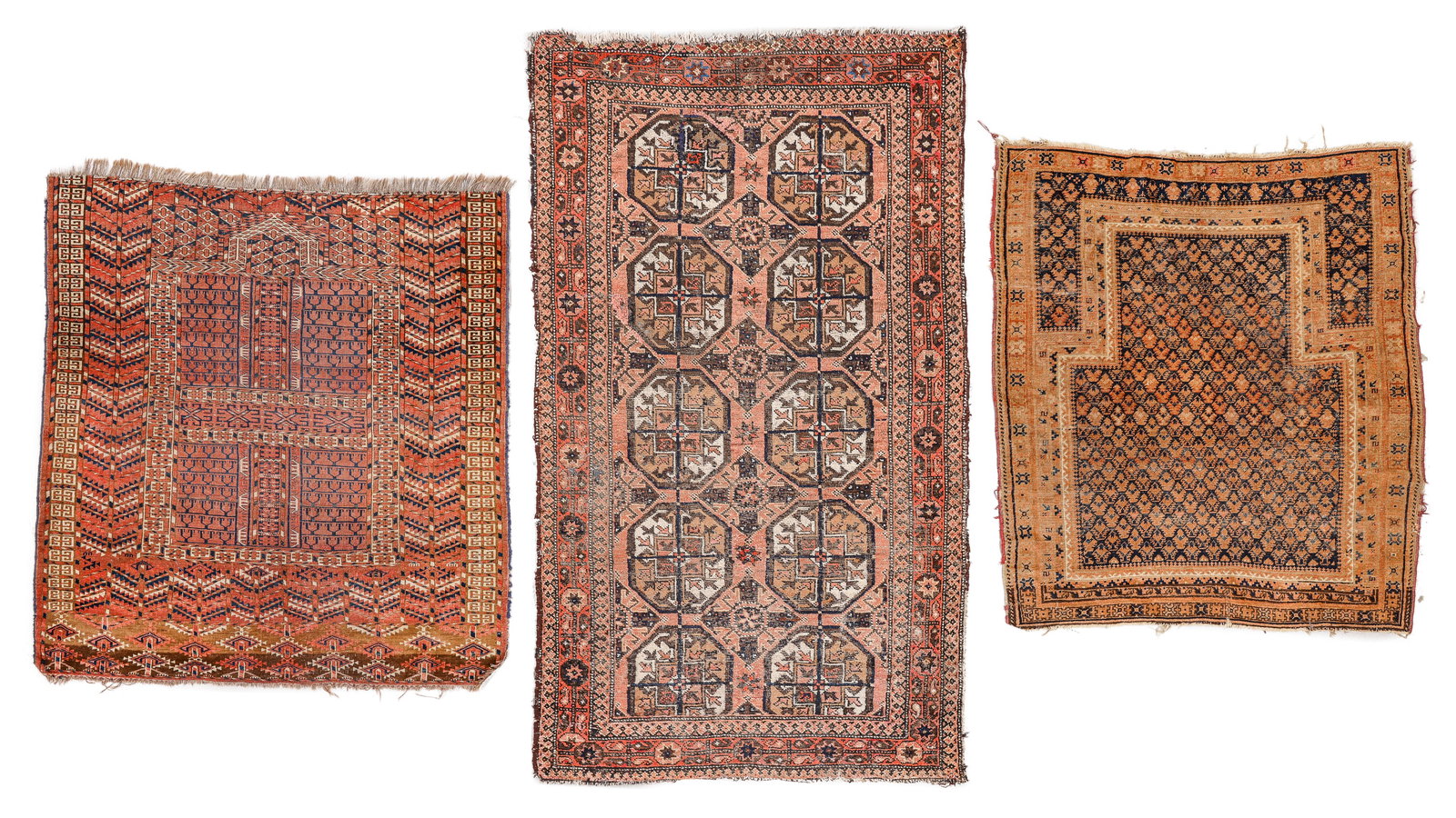 Estate Grouping of 3 Antique Baluch & Turkmen Rugs (1 of 5)