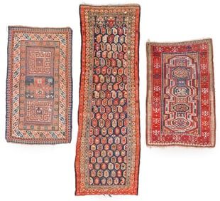 Estate Grouping of 3 Antique Caucasian Rugs