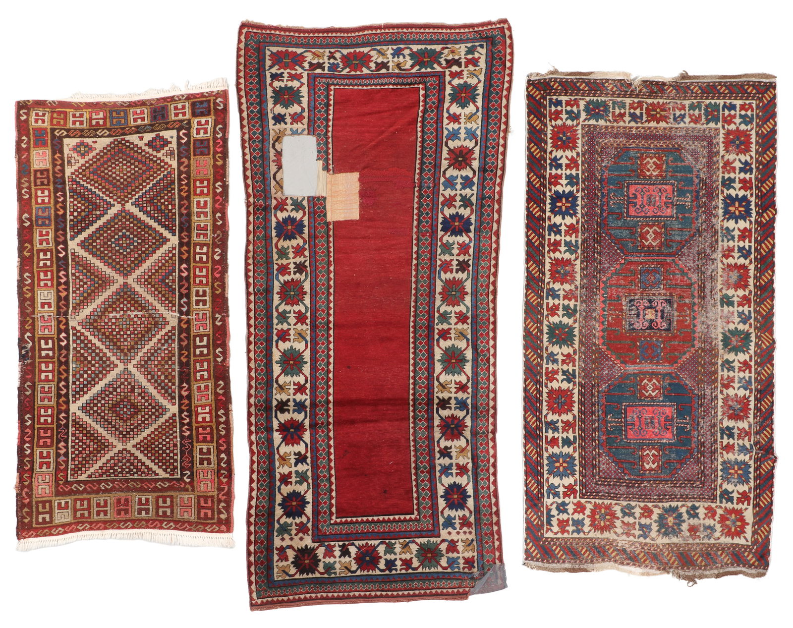 Estate Grouping of 3 Antique Caucasian Kazak Rugs (1 of 5)
