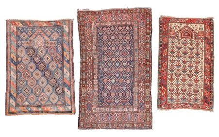 Estate Grouping of 3 Antique Caucasian Rugs, Late 19th C
