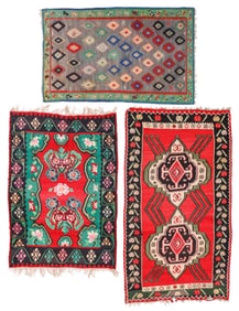 3 Balkan Kilims, Mid 20th C.
