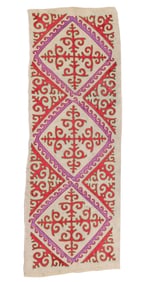 Central Asian Uzbek Felt Rug, Uzbekistan, Mid 20th C., 3'11'' x 11'1''