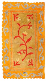 Central Asian Uzbek Felt Rug, Uzbekistan, Mid 20th C., 5'0'' x 11'0''