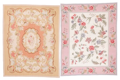 Needlepoint & Aubusson Style Rugs (2), 20th C.