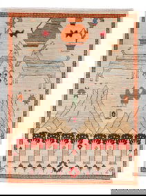 Village Pictorial Rug, Afghanistan, 21st C., 2'7'' x 3'5''