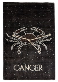Horoscope Sign Rug: Cancer, India, Late 20th C., 4'2'' x 6'2''