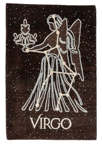 Horoscope Sign Rug: Virgo, India, Late 20th C., 4'2'' x 6'2''