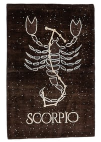 Horoscope Sign Rug: Scorpio, India, Late 20th C., 4'2'' x 6'2''