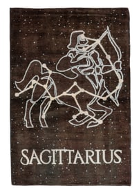 Horoscope Sign Rug: Sagittarius, India, Late 20th C., 4'2'' x 6'2''