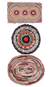 Group of 3 American Hooked Rugs, USA, Early 20th C.