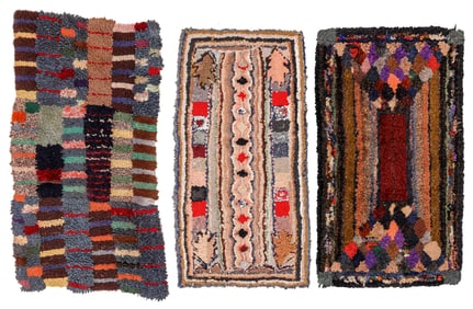 Group of 3 American Hooked Rugs, USA, Early 20th C
