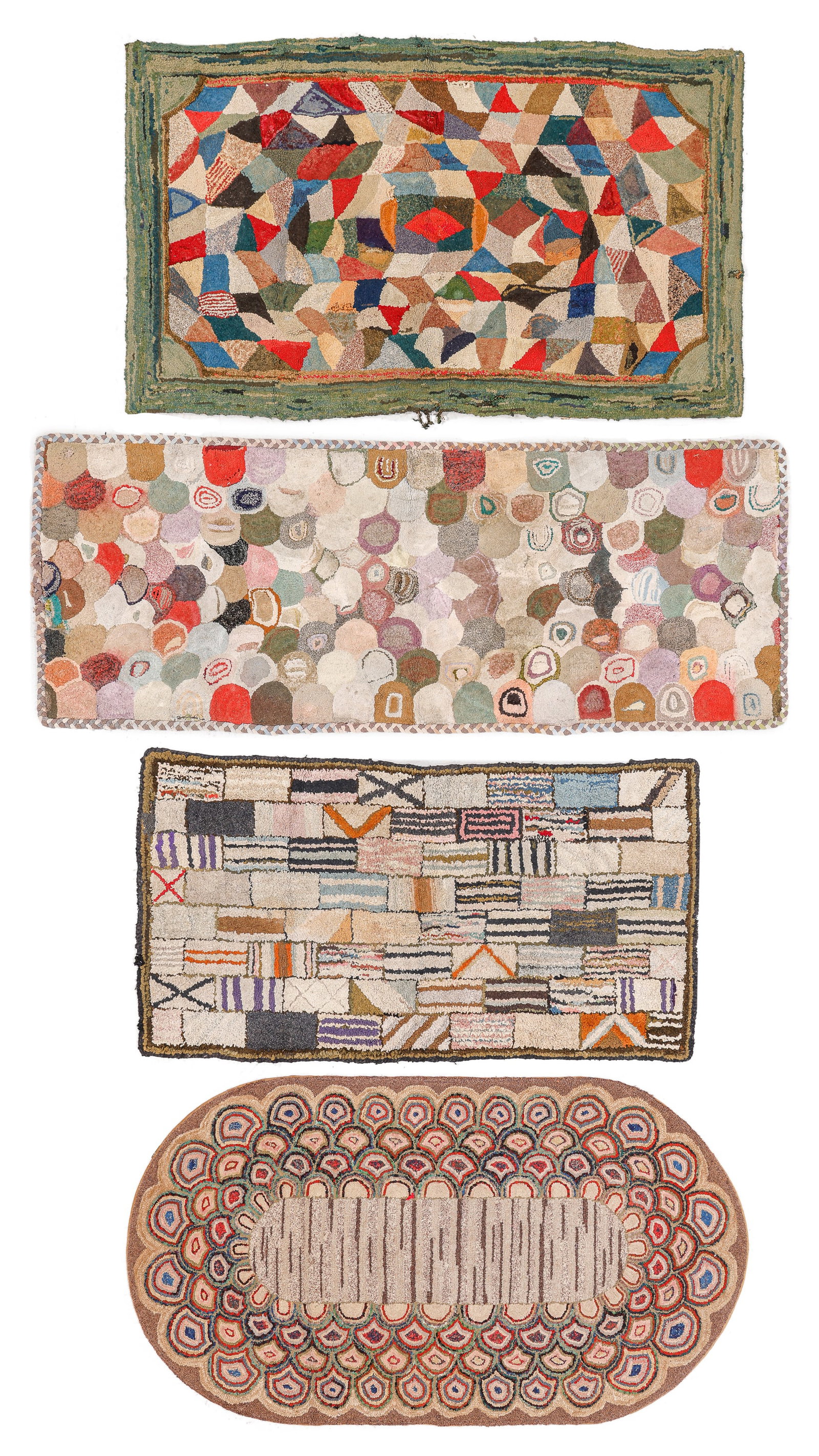 Group of 4 American Hooked Rugs, USA, Early 20th C (1 of 4)