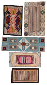 Group of 5 American Hooked Rugs, USA, Early/Mid 20th C