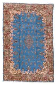 Mansion Size Blue Kerman Rug, Persia, Ca. 1930, 13'7'' x 20'8''