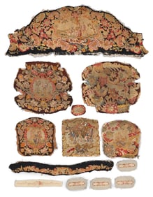 Group of Petit Point Seat Cover Sections, France, Late 19th C.