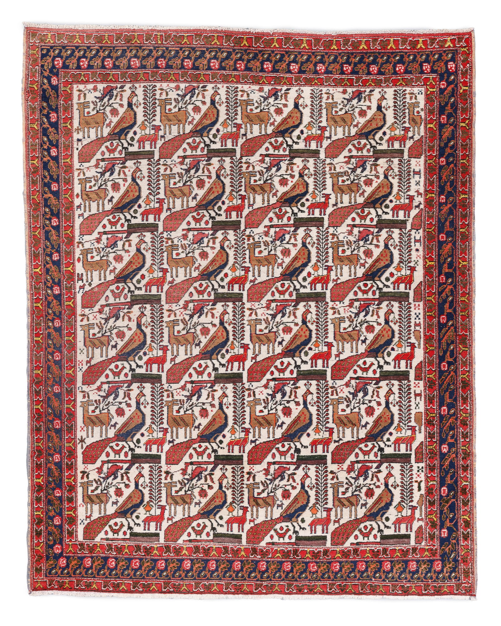 Afshar Pictorial Rug, Kerman Area, Persia, Early 20th C., 5'0'' x 6'4'' (1 of 4)