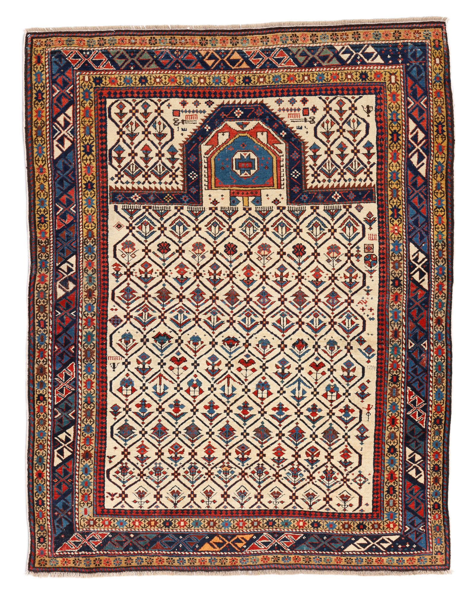 Fine Daghestan Prayer Rug, Caucasus, Ca. 1875, 3'9'' x 4'9'' (1 of 4)