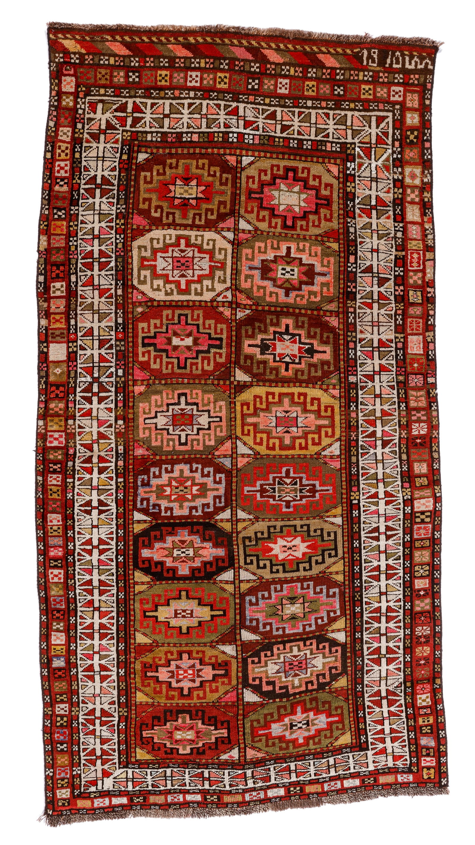 Armenian Memling Gul Kazak Rug, Caucasus, Dated 1910, 3'9'' x 7'6'' (1 of 5)