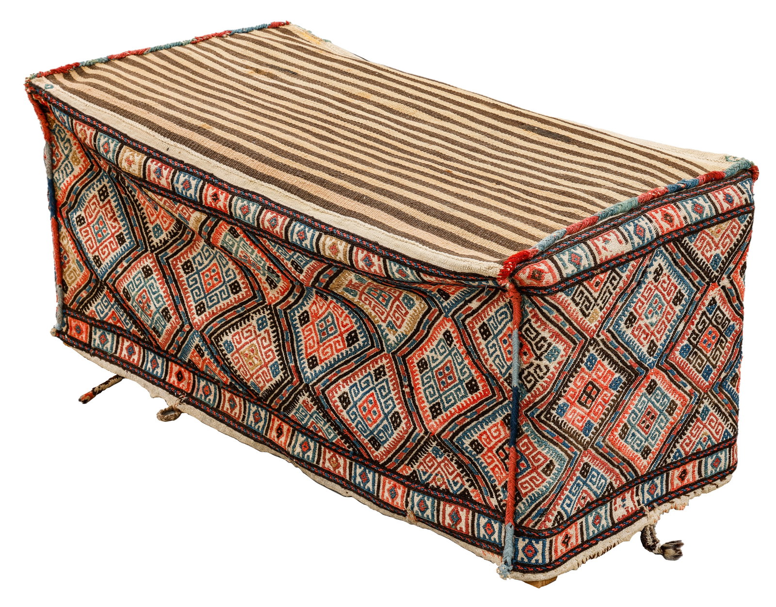Mafrash Bedding Bag, Transcaucasus, Ca. 1900, 1'7'' x 3'2'': Mafrash Bedding Bag, Transcaucasus, Ca. 1900, 1'7'' x 3'2'' (48 x 97 cm). Weight: 6 lbs. Material: wool surface, wool warp.
