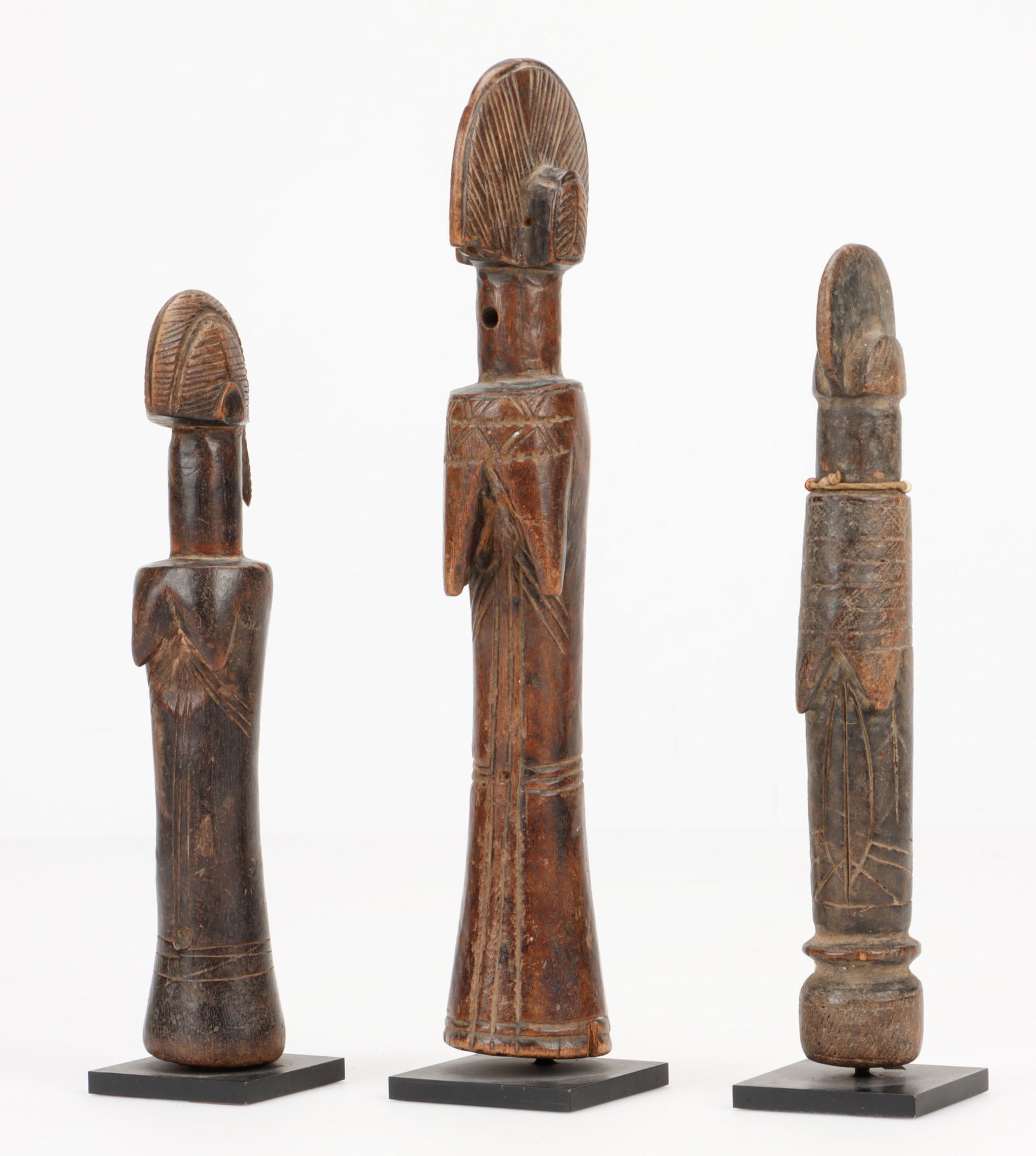 3 Mossi Yatenga Dolls, Burkina Faso, H: 8"- 10.5" (1 of 5)