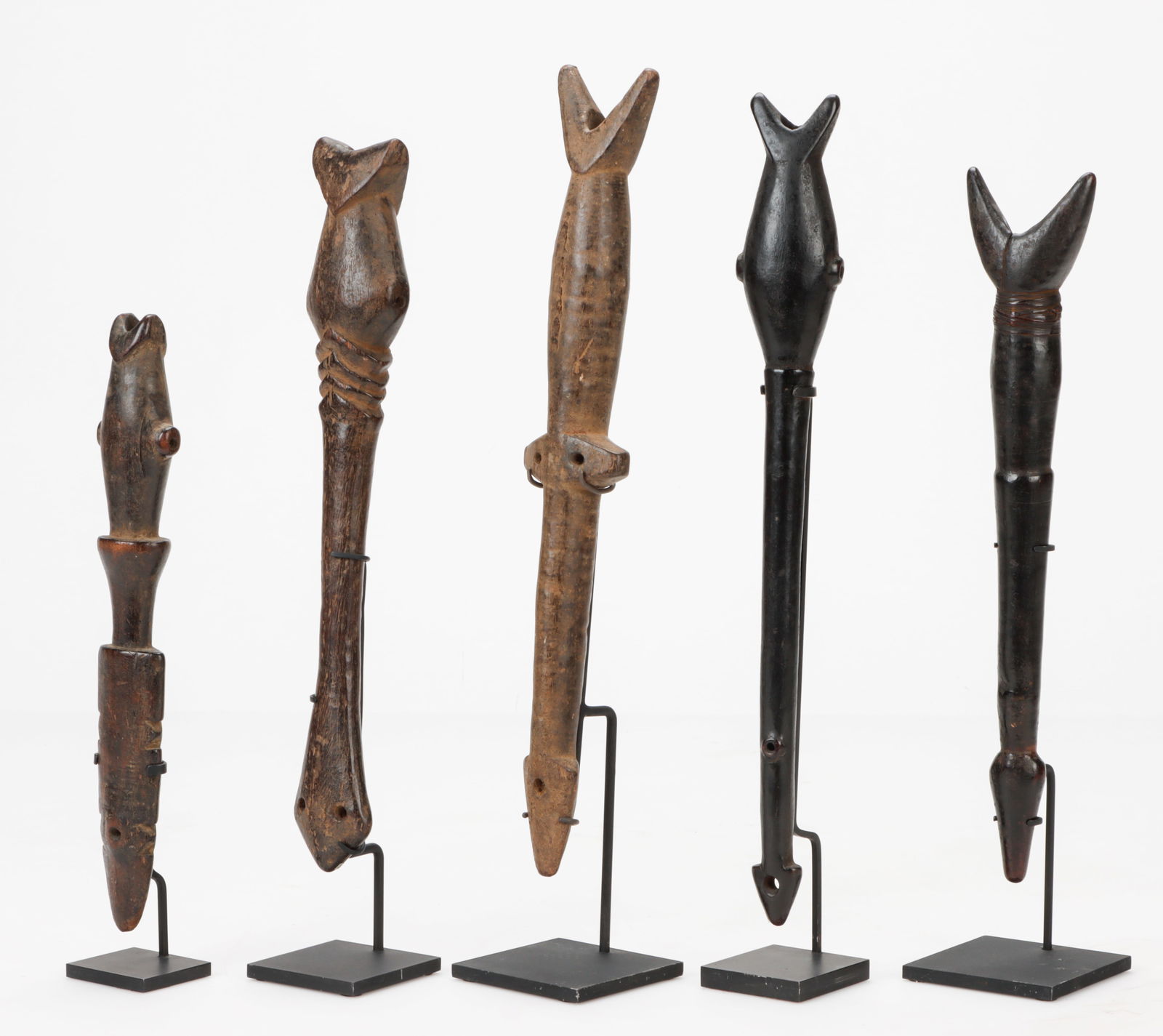 5 Large Deluxe Voltaic Flutes, Burkina Faso, H: 11"-14.5" (1 of 5)