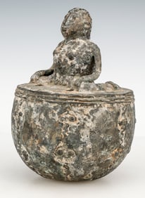 African Ritual Bronze Figural Vessel