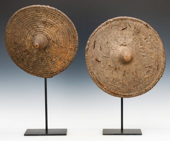 2 African Tamberma Wicker Shields, Togo