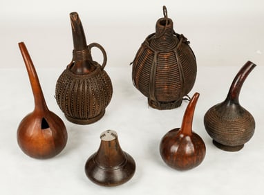 Collector's Lot of 6 African Gourd Containers