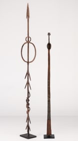 2 African Bamana Iron Implements, Mali, L: 37" 28.5"