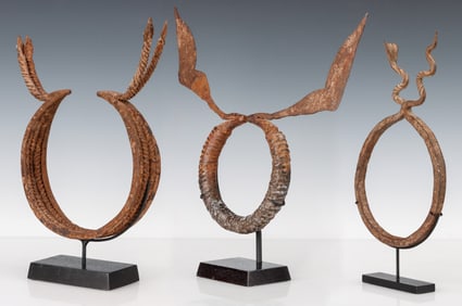 3 African Mumuye Currency Torques, Nigeria, Early 20th C.