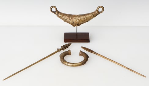 4 African Vere Copper Alloy Ornaments, Nigeria