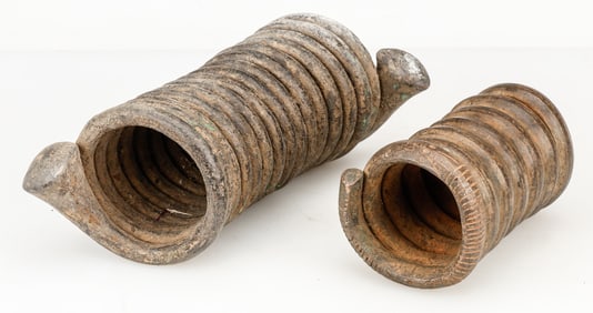 2 African Igbo Bronze Currency Coils, Nigeria